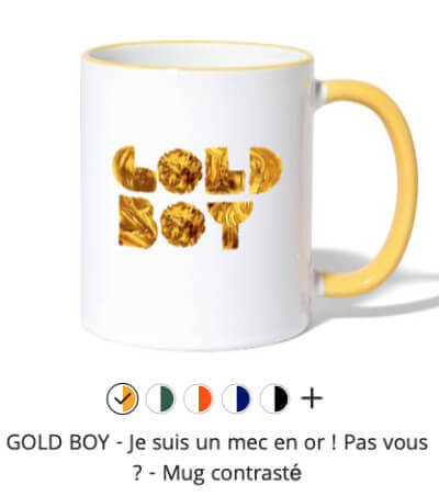 idée cadeau - un mug graphique bien sur gold boy