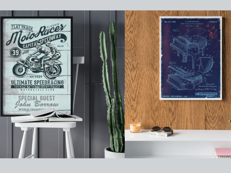 Deux posters vintage de chez monbeautshirt.fr