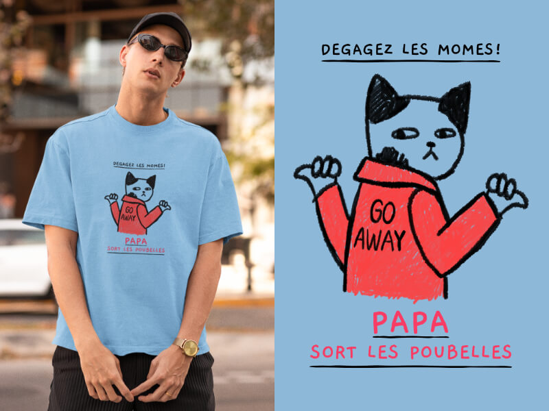 teeshirt père fils, mannequin arborant un t-shirt humour 